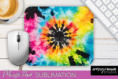 Tie Dye Mouse Pad Sublimation - Neon Mousepad PNG Design Sublimation OrangeBrushStudio 