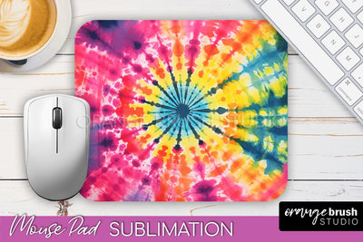 Tie Dye Mouse Pad Sublimation - Neon Mousepad PNG Design Sublimation OrangeBrushStudio 