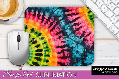 Tie Dye Mouse Pad Sublimation - Neon Mousepad PNG Design Sublimation OrangeBrushStudio 
