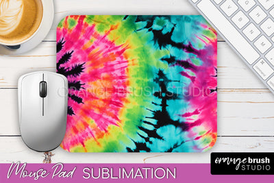 Tie Dye Mouse Pad Sublimation - Neon Mousepad PNG Design Sublimation OrangeBrushStudio 