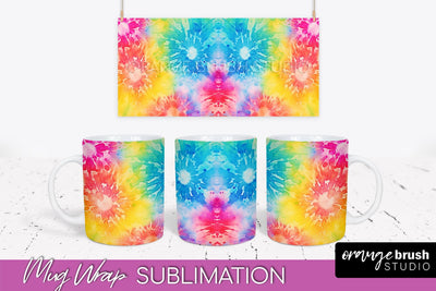 Tie Dye Mug Wrap - Rainbow Coffee Mug PNG Sublimation Sublimation OrangeBrushStudio 
