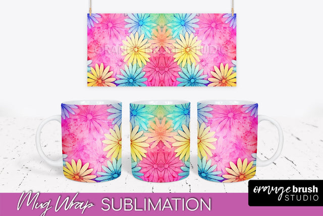 Tie Dye Mug Wrap - Rainbow Coffee Mug PNG Sublimation Sublimation OrangeBrushStudio 