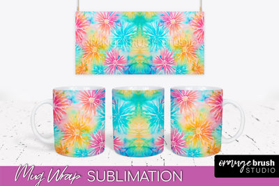 Tie Dye Mug Wrap - Rainbow Coffee Mug PNG Sublimation Sublimation OrangeBrushStudio 