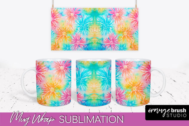 Tie Dye Mug Wrap - Rainbow Coffee Mug PNG Sublimation Sublimation OrangeBrushStudio 