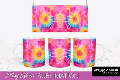 Tie Dye Mug Wrap - Rainbow Coffee Mug PNG Sublimation Sublimation OrangeBrushStudio 