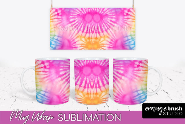 Tie Dye Mug Wrap - Rainbow Coffee Mug PNG Sublimation Sublimation OrangeBrushStudio 