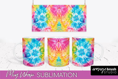 Tie Dye Mug Wrap - Rainbow Coffee Mug PNG Sublimation Sublimation OrangeBrushStudio 