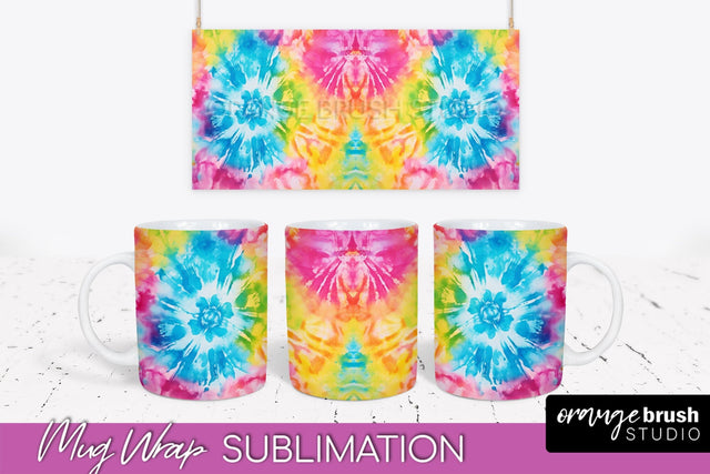 Tie Dye Mug Wrap - Rainbow Coffee Mug PNG Sublimation Sublimation OrangeBrushStudio 
