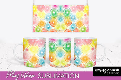 Tie Dye Mug Wrap - Rainbow Coffee Mug PNG Sublimation Sublimation OrangeBrushStudio 
