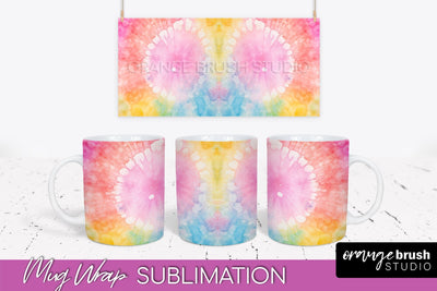 Tie Dye Mug Wrap - Rainbow Coffee Mug PNG Sublimation Sublimation OrangeBrushStudio 