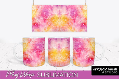 Tie Dye Mug Wrap - Rainbow Coffee Mug PNG Sublimation Sublimation OrangeBrushStudio 