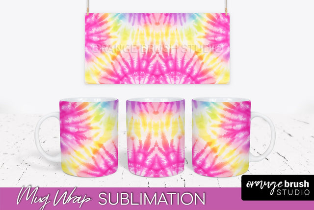 Tie Dye Mug Wrap - Rainbow Coffee Mug PNG Sublimation Sublimation OrangeBrushStudio 