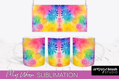 Tie Dye Mug Wrap - Rainbow Coffee Mug PNG Sublimation Sublimation OrangeBrushStudio 