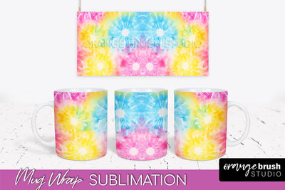 Tie Dye Mug Wrap - Rainbow Coffee Mug PNG Sublimation Sublimation OrangeBrushStudio 