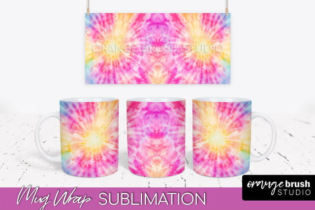 Tie Dye Mug Wrap - Rainbow Coffee Mug PNG Sublimation Sublimation OrangeBrushStudio 