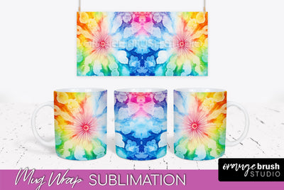 Tie Dye Mug Wrap - Rainbow Coffee Mug PNG Sublimation Sublimation OrangeBrushStudio 