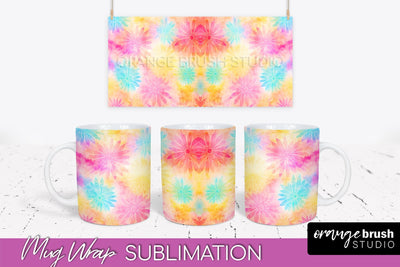 Tie Dye Mug Wrap - Rainbow Coffee Mug PNG Sublimation Sublimation OrangeBrushStudio 