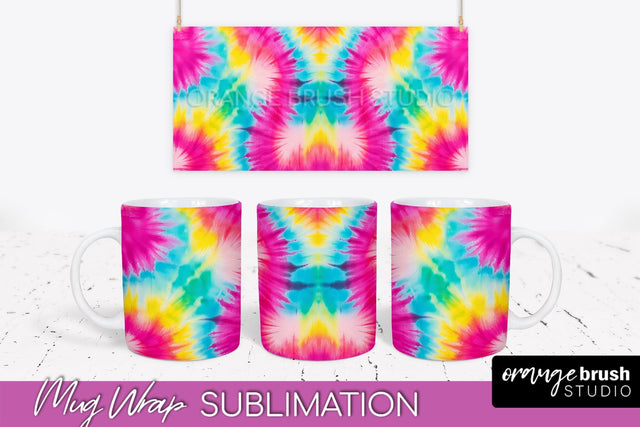 Tie Dye Mug Wrap - Rainbow Coffee Mug PNG Sublimation Sublimation OrangeBrushStudio 