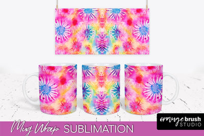 Tie Dye Mug Wrap - Rainbow Coffee Mug PNG Sublimation Sublimation OrangeBrushStudio 