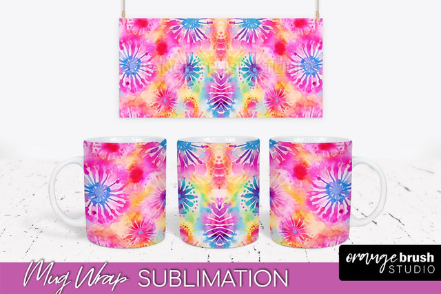 Tie Dye Mug Wrap - Rainbow Coffee Mug PNG Sublimation Sublimation OrangeBrushStudio 
