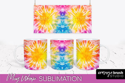 Tie Dye Mug Wrap - Rainbow Coffee Mug PNG Sublimation Sublimation OrangeBrushStudio 