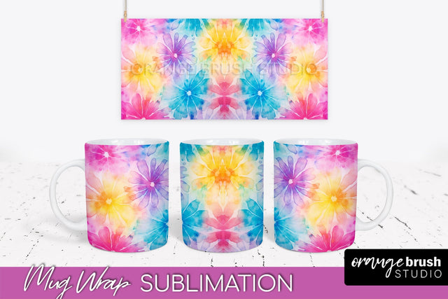 Tie Dye Mug Wrap - Rainbow Coffee Mug PNG Sublimation Sublimation OrangeBrushStudio 
