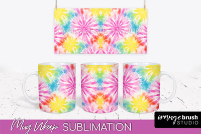 Tie Dye Mug Wrap - Rainbow Coffee Mug PNG Sublimation Sublimation OrangeBrushStudio 