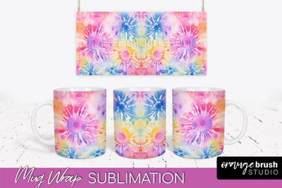 Tie Dye Mug Wrap - Rainbow Coffee Mug PNG Sublimation Sublimation OrangeBrushStudio 