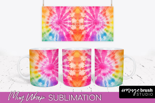 Tie Dye Mug Wrap - Rainbow Coffee Mug PNG Sublimation Sublimation OrangeBrushStudio 