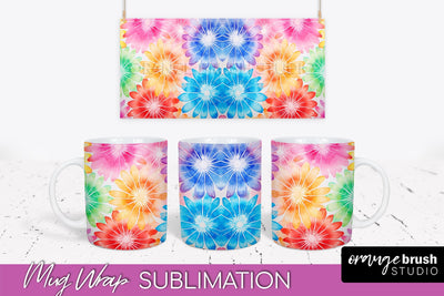 Tie Dye Mug Wrap - Rainbow Coffee Mug PNG Sublimation Sublimation OrangeBrushStudio 