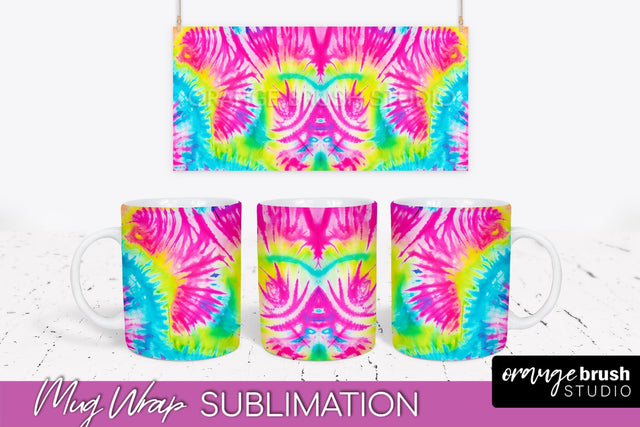 Tie Dye Mug Wrap - Rainbow Coffee Mug PNG Sublimation Sublimation OrangeBrushStudio 