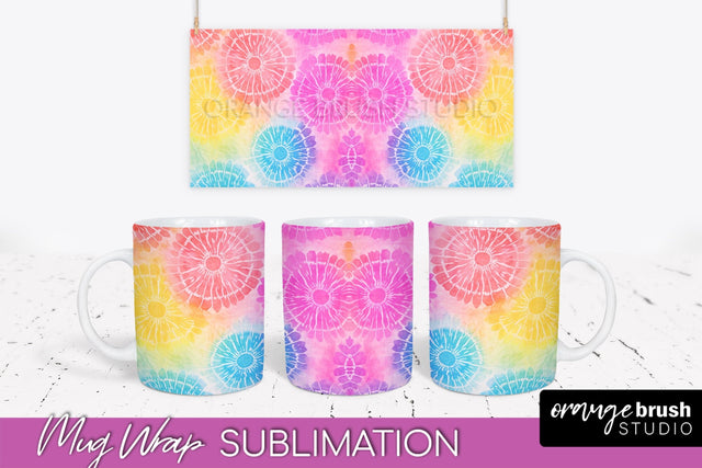 Tie Dye Mug Wrap - Rainbow Coffee Mug PNG Sublimation Sublimation OrangeBrushStudio 