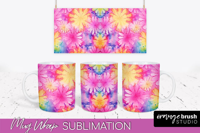 Tie Dye Mug Wrap - Rainbow Coffee Mug PNG Sublimation Sublimation OrangeBrushStudio 