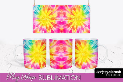 Tie Dye Mug Wrap - Rainbow Coffee Mug PNG Sublimation Sublimation OrangeBrushStudio 