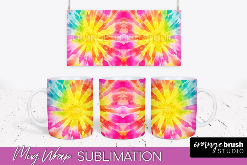 Tie Dye Mug Wrap - Rainbow Coffee Mug PNG Sublimation Sublimation OrangeBrushStudio 