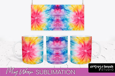Tie Dye Mug Wrap - Rainbow Coffee Mug PNG Sublimation Sublimation OrangeBrushStudio 