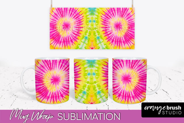 Tie Dye Mug Wrap - Rainbow Coffee Mug PNG Sublimation Sublimation OrangeBrushStudio 