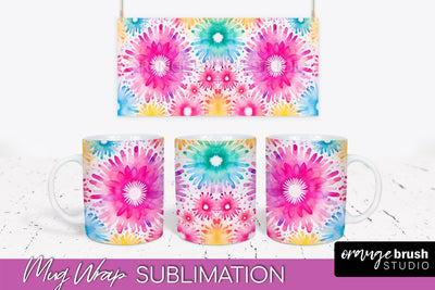 Tie Dye Mug Wrap - Rainbow Coffee Mug PNG Sublimation Sublimation OrangeBrushStudio 