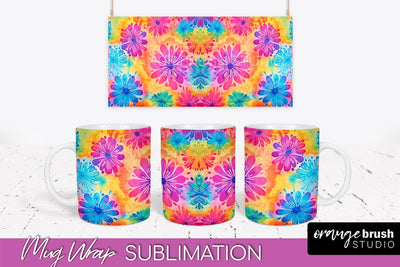 Tie Dye Mug Wrap - Rainbow Coffee Mug PNG Sublimation Sublimation OrangeBrushStudio 