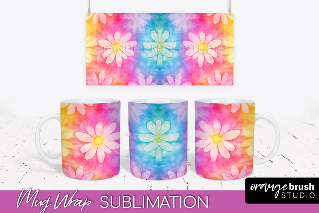 Tie Dye Mug Wrap - Rainbow Coffee Mug PNG Sublimation Sublimation OrangeBrushStudio 