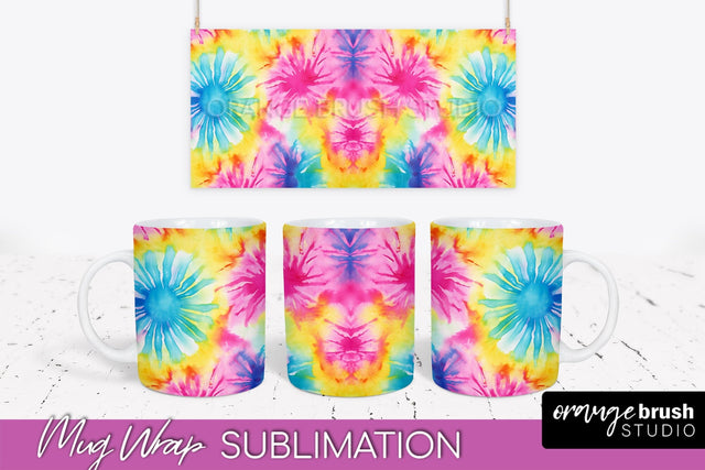 Tie Dye Mug Wrap - Rainbow Coffee Mug PNG Sublimation Sublimation OrangeBrushStudio 
