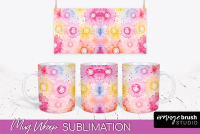 Tie Dye Mug Wrap - Rainbow Coffee Mug PNG Sublimation Sublimation OrangeBrushStudio 