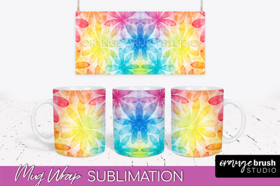 Tie Dye Mug Wrap - Rainbow Coffee Mug PNG Sublimation Sublimation OrangeBrushStudio 