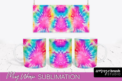 Tie Dye Mug Wrap - Rainbow Coffee Mug PNG Sublimation Sublimation OrangeBrushStudio 
