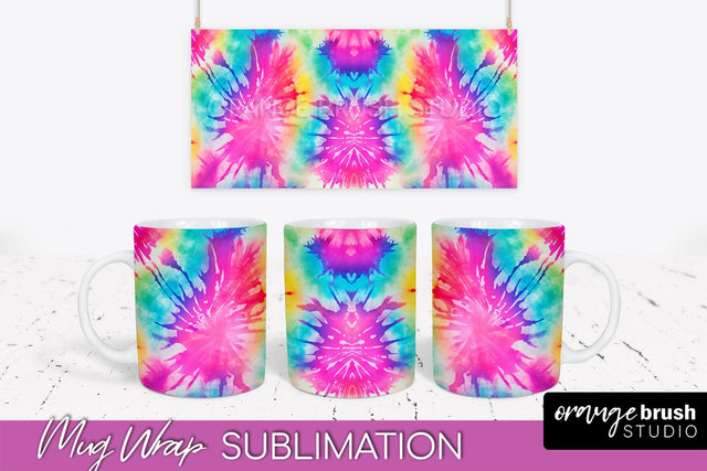 Tie Dye Mug Wrap - Rainbow Coffee Mug PNG Sublimation Sublimation OrangeBrushStudio 