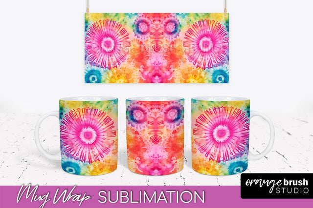 Tie Dye Mug Wrap - Rainbow Coffee Mug PNG Sublimation Sublimation OrangeBrushStudio 