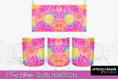 Tie Dye Mug Wrap - Rainbow Coffee Mug PNG Sublimation Sublimation OrangeBrushStudio 