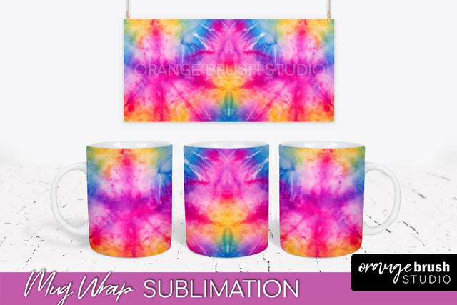 Tie Dye Mug Wrap - Rainbow Coffee Mug PNG Sublimation Sublimation OrangeBrushStudio 