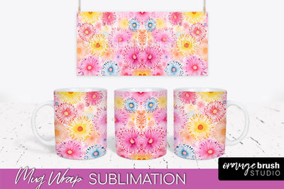 Tie Dye Mug Wrap - Rainbow Coffee Mug PNG Sublimation Sublimation OrangeBrushStudio 