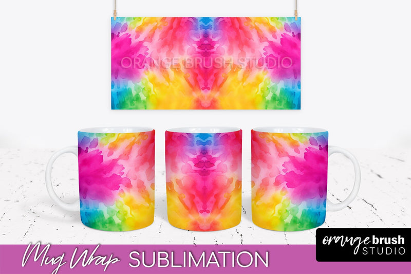 Tie Dye Mug Wrap - Rainbow Coffee Mug PNG Sublimation Sublimation OrangeBrushStudio 